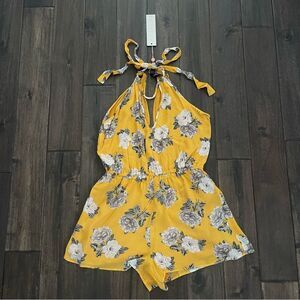 MINKPINK Yellow Floral Romper M NWT